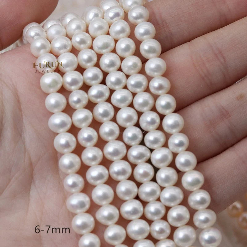 4-8mm Egg Potato Shape Good luster White Freshwater Pearl Smooth Oval Pearl Near Round Beads for necklace jewelry making