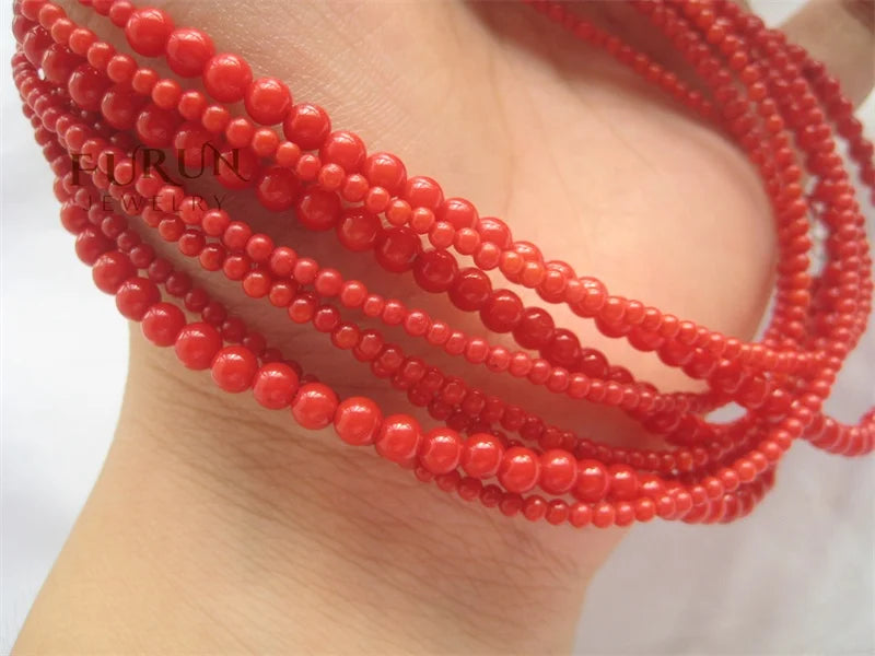 2mm 3mm 4mm 5mm Natural Red Bamboo Coral Smooth Round Beads Semi Gemstone Drilled Ball Loose Bead for Jewelry Making 38cm