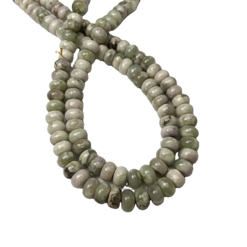 Natural Lucky Jade wheel beads 4x8mm Loose Beads, Green Semiprecious Gemstone roundel Beads Spacer for Jewelry making