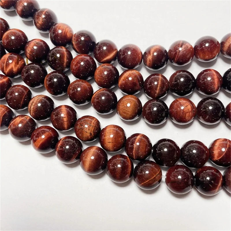 Natural Red Tiger Eye Smooth Round Beads 4mm 6mm 8mm 10mm 12mm Maroon Tiger Eye Healing Gemstone Jewelry Making Loose Beads