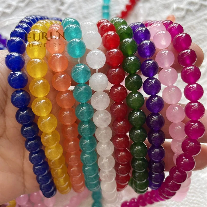 Natural Stones Smooth Round Beads 30 colors Dye Jade Quartz Loose Beads 4mm 6mm 8mm 10mm 12mm Jewelry Making Multi Colors Beads