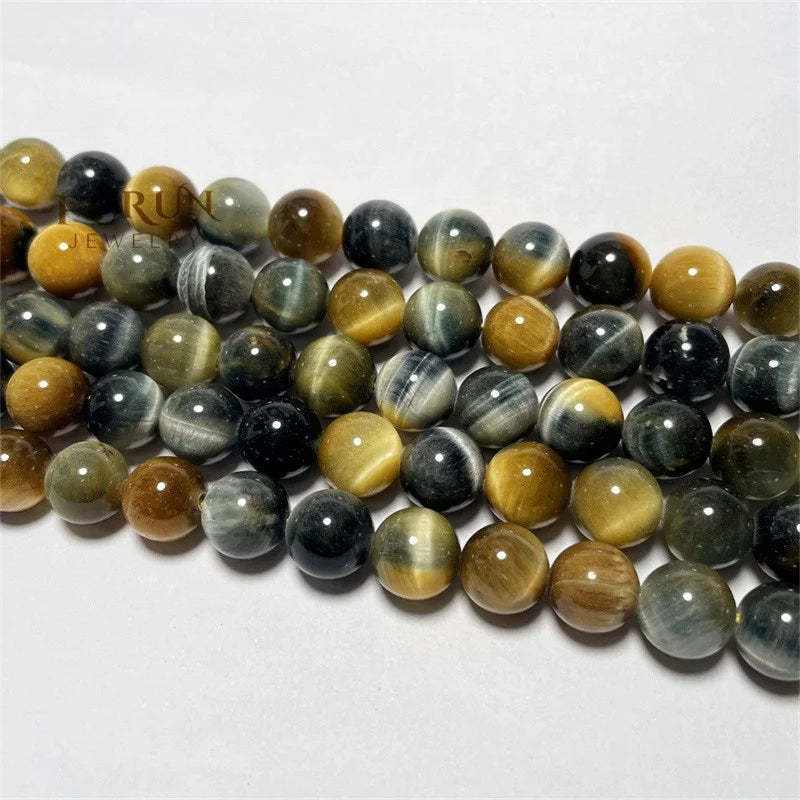 Natural Dream Tiger Eye Smooth Round Beads 4mm 6mm 8mm 10mm 12mm mixed Gray and Gold Tiger Eye Healing Gemstone Jewelry Beads