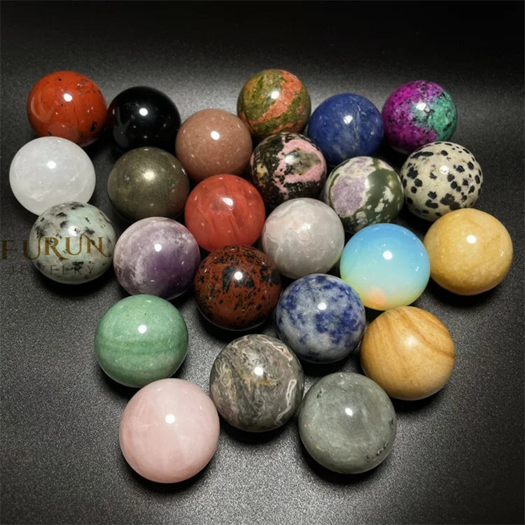 25mm Non Porous Natural Gemstone Ball Agate Jade Quartz Jasper semiprecious Stone no hole Sphere Decoration Massage Healing