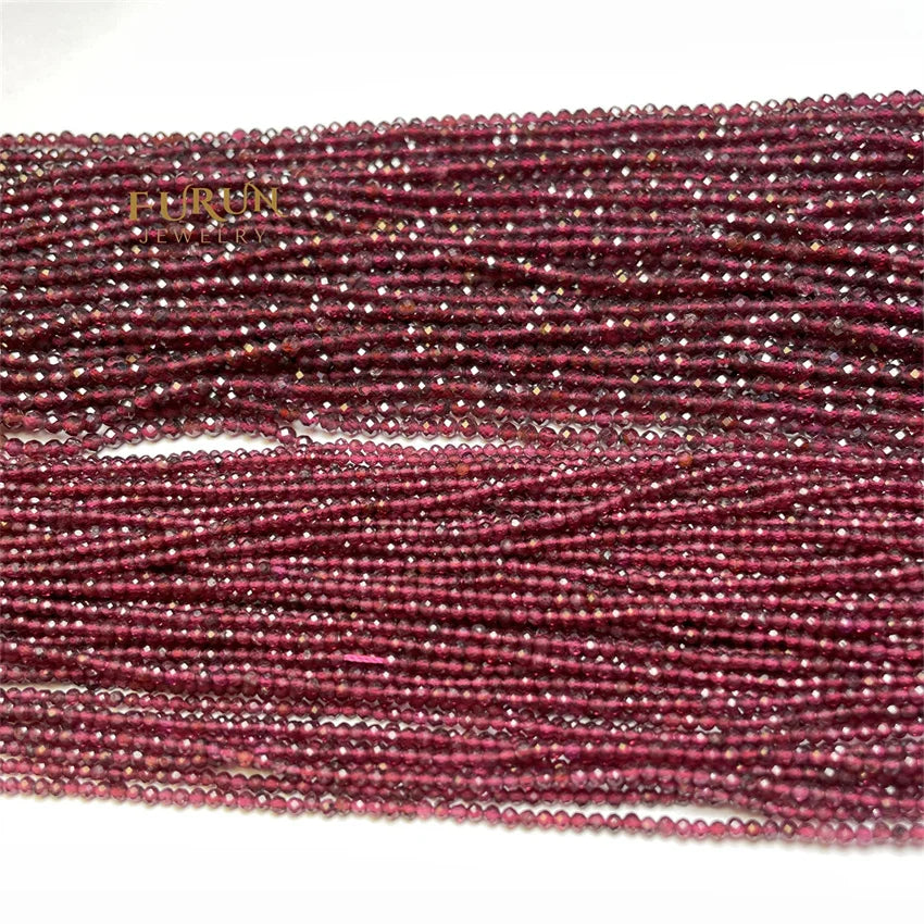 Wholesale Round Faceted Natural Garnet Stone Small Beads 2mm3mm4mm Wine Red Stone Loose Beads for necklace jewelry making desgin