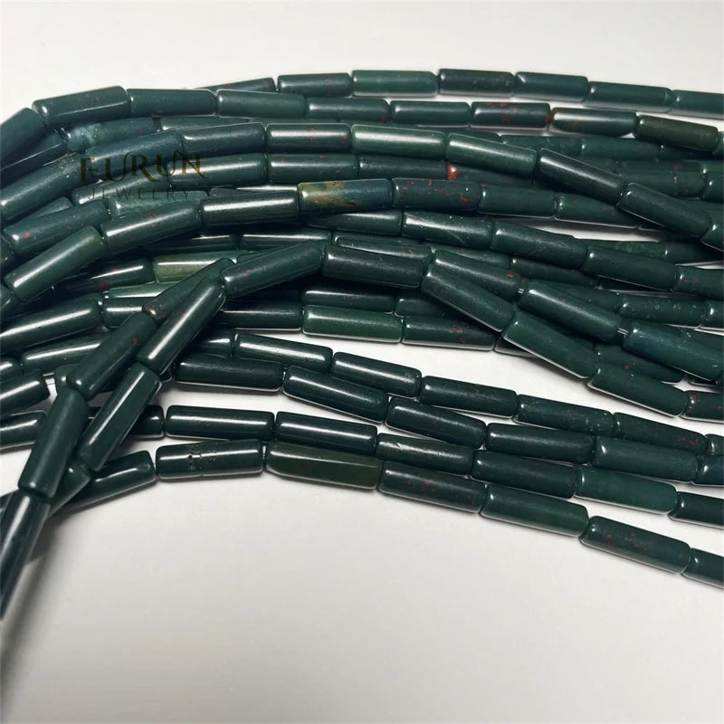 4x13mm Smooth tube cylinder column beads Green Indian Bloodstone String Beads Healing Gemstone String Beads for Jewelry Making