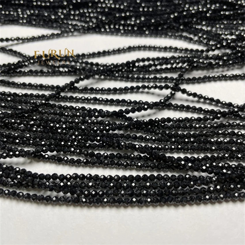 Natural Black Onyx Faceted Round Beads 2mm 3mm 4mm Black Agate Gemstone Small Loose Beads for Jewelry  making beads supply