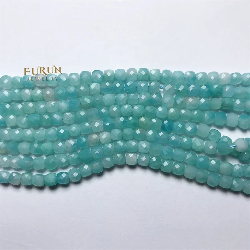 4-5mm Natural Cube Square Beads Faceted square cube Beads fluorite and fluorite quartz Stone Beads for Jewelry Making