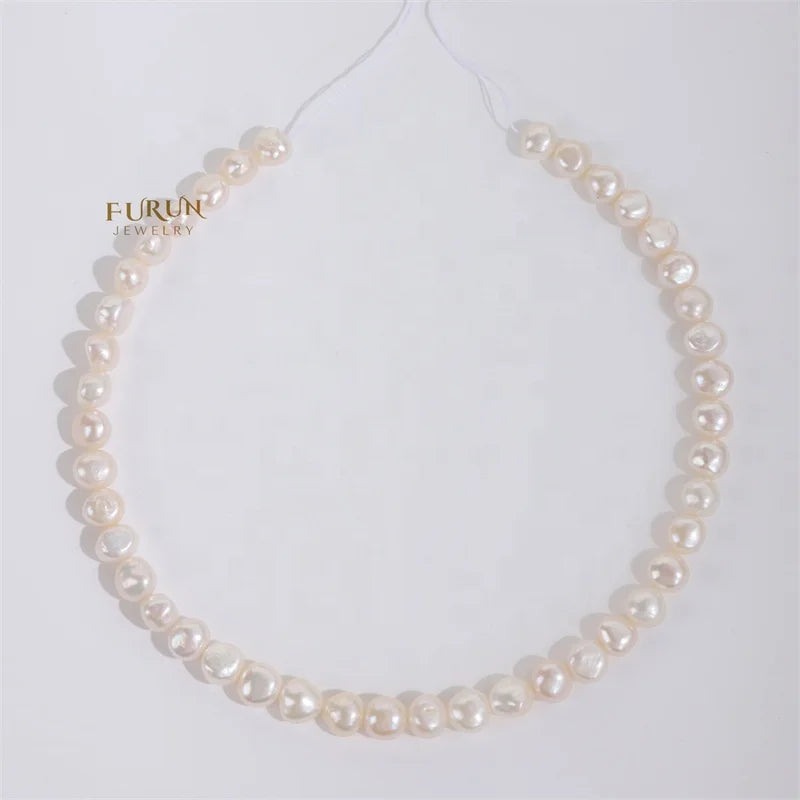 3-10mm irregular Round Pearl Bead Good luster White Freshwater Pearl Strand Beads side drilled with flat side for jewelry making