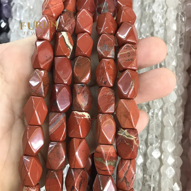 12x20mm Natural Gemstone faceted Nugget  Rectangle red jasper Shape Beads Loose Stone cube irregular beads Bracelet