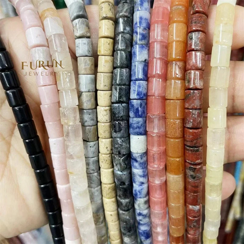 Natural Stones 6x6MM Tube Beads Multi colors Jasper Quartz Jade Gemstone Cylinder Column Spacer Loose beads  for Jewelry Making