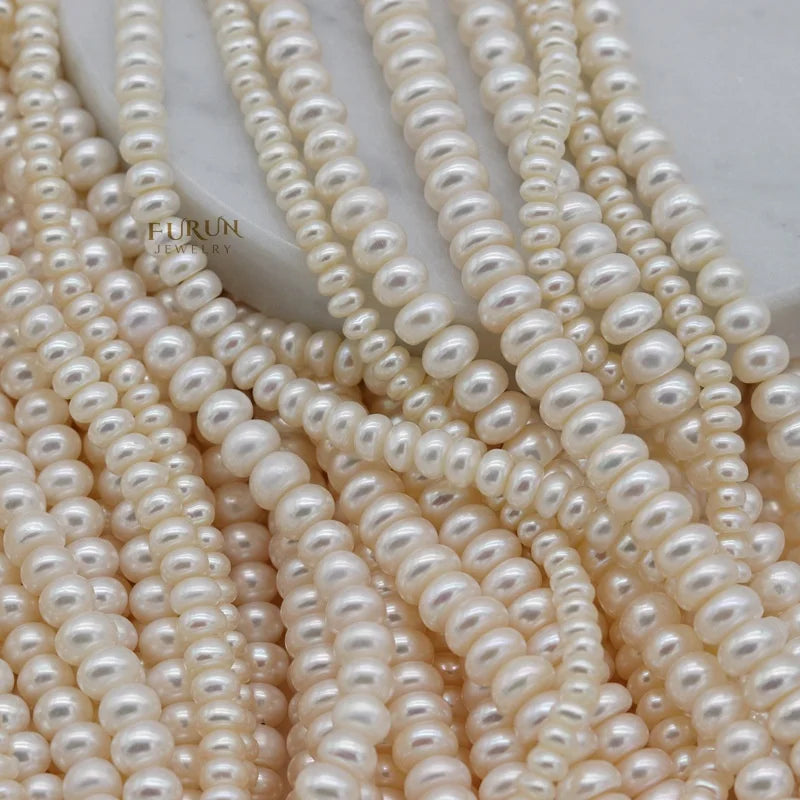 4-10mm round bread bead White freshwater Pearl Smooth roundel Wheel abacus Spacer String Beads Jewelry accessories for necklace