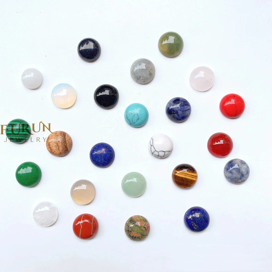 16 and18Natural Stone Round Cabochons Flat Back Agate Quartz Jasper Jade Gemstone smooth Half Ball Cab for Jewelry Decoration Inlay DIY