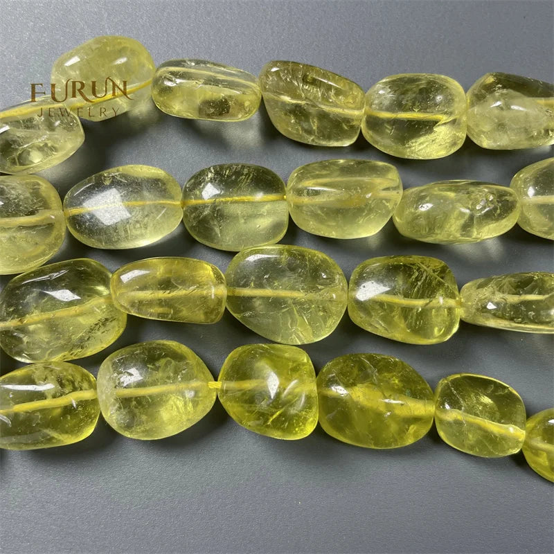 Natural yellow lemon quartz Nugget string beads 13-15x18-20mm Irregular tumbled Gemstone Loose Beads for jewelry making 15.5inch