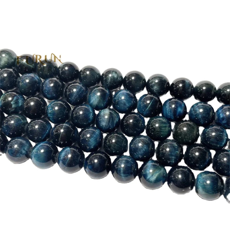 Natural Grayish Blue Tiger Eye Smooth Round Beads 4mm 6mm 8mm 10mm 12mm Healing Gemstone Hawk's eye Jewelry Loose Beads