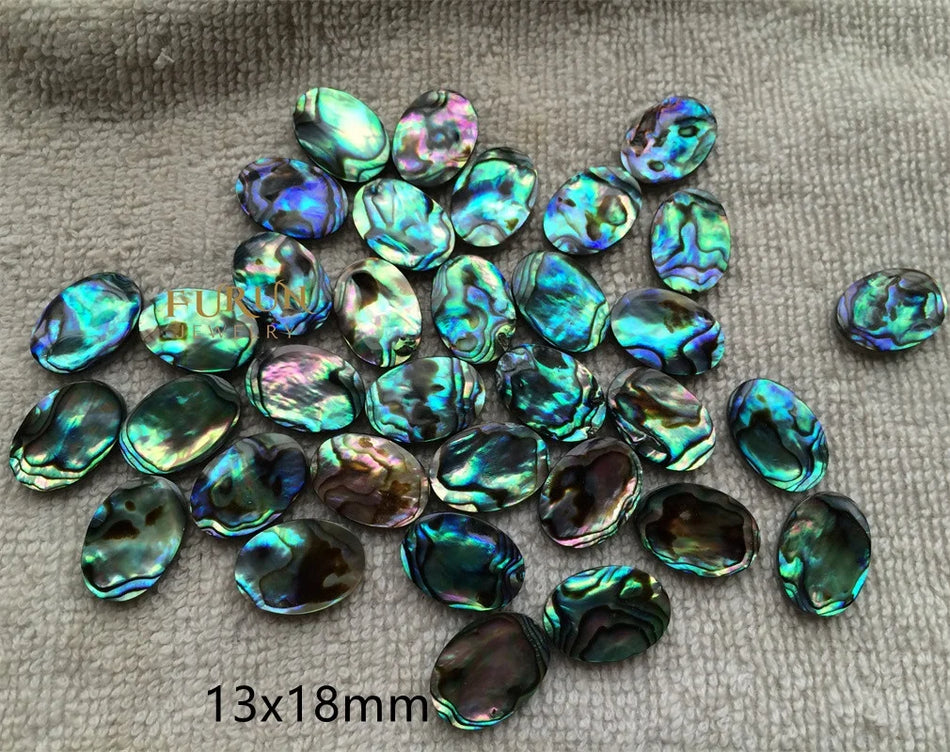 Natural Abalone Shell Oval Cabochon double Flat Blue Green Shell Cab no hole Semi Gemstone Loose Beads for Jewelry making Inlay