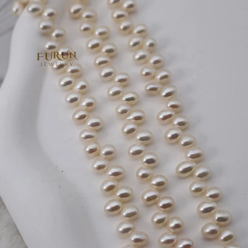 3-8mm ear of wheat Pearl Beads 3A white Natural Freshwater Pearl String Beads top side drilled drop oval Bead for jewelry making