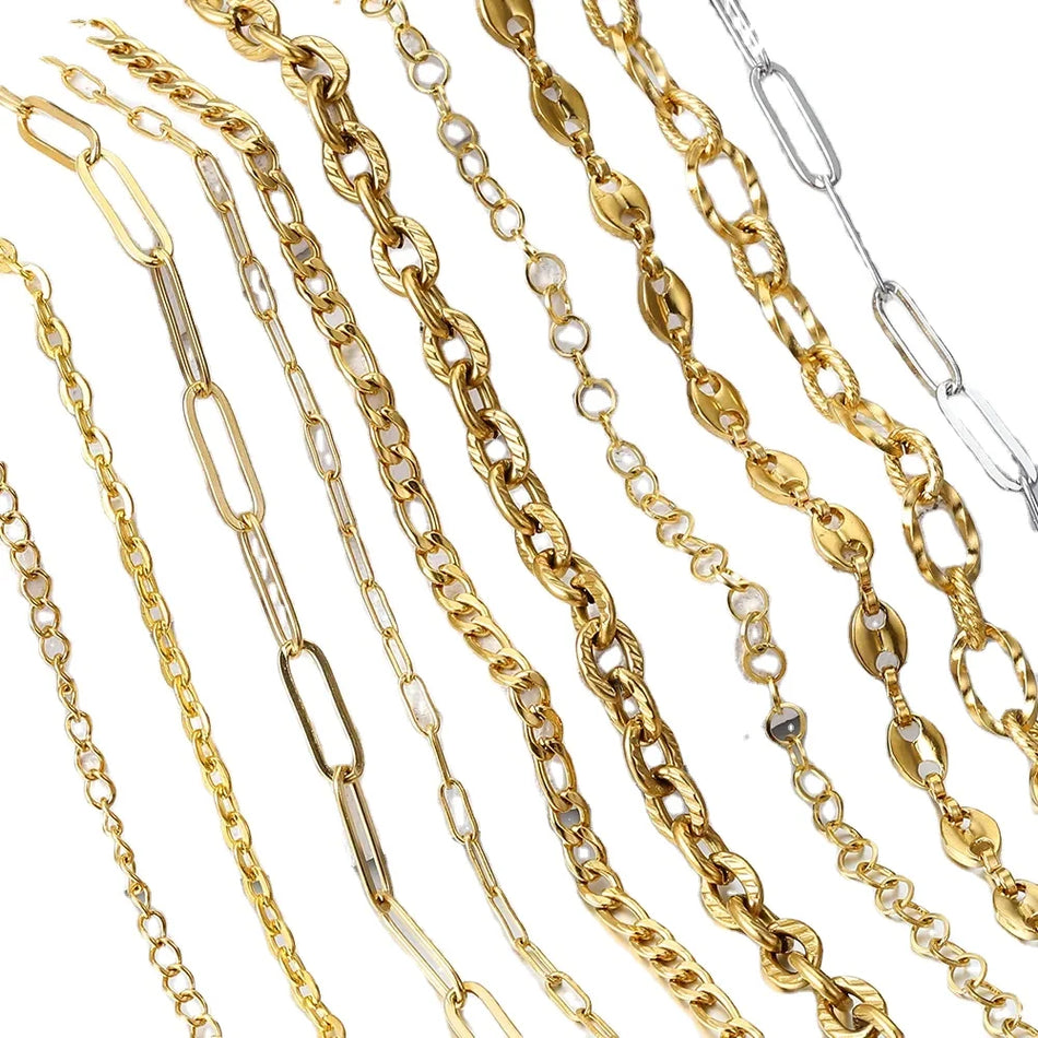 Stainless Steel  brass Chain High Quality Gold Color Chains for Bracelet Necklace Jewelry Making DIY Findings Wholesale