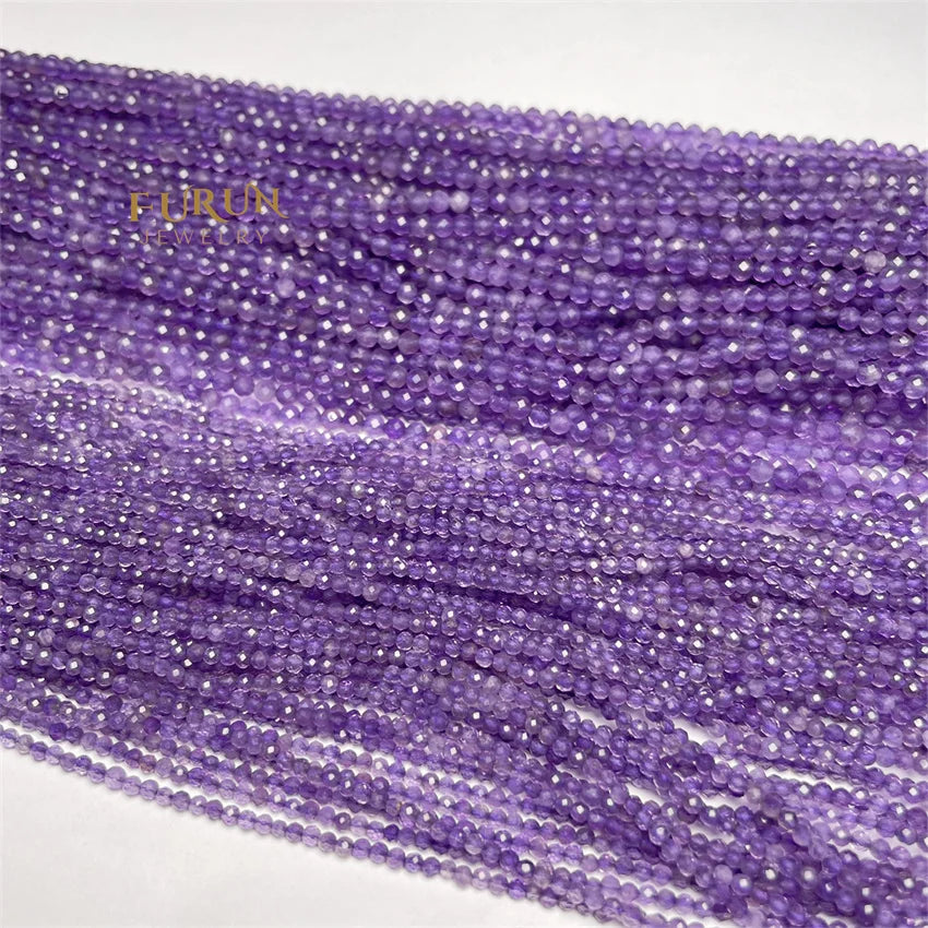 Natural Amethyst Faceted Round Beads 2mm3mm4mm Purple Quartz Gemstone Small Loose Beads for Jewelry making Beads Supplier