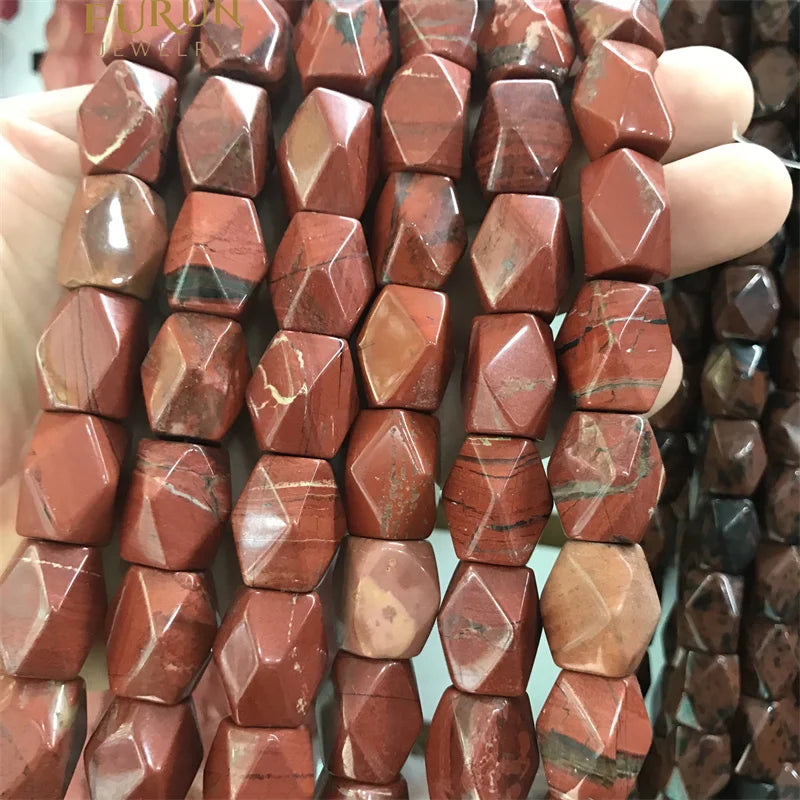 12x20mm Natural Gemstone faceted Nugget  Rectangle red jasper Shape Beads Loose Stone cube irregular beads Bracelet