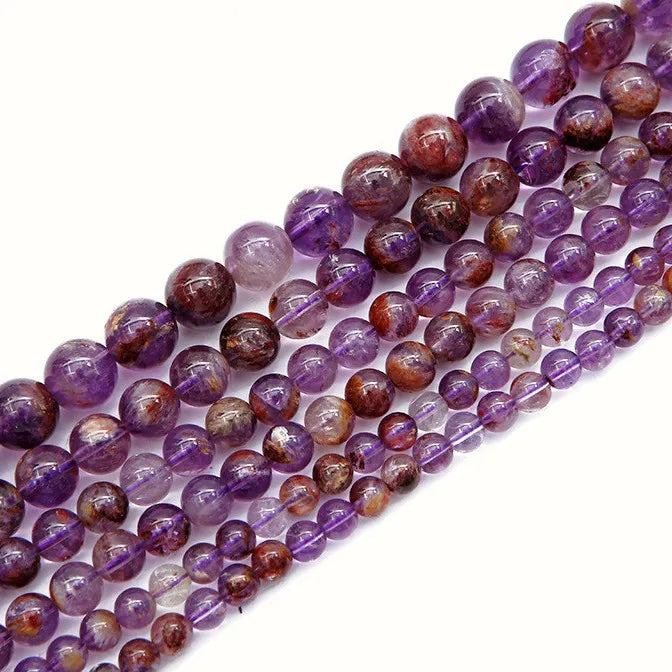 Natural Beads Purple Phantom Quartz Smooth Round Beads Super Seven Crystal Auralite Gemstone Beads for necklace Jewelry making