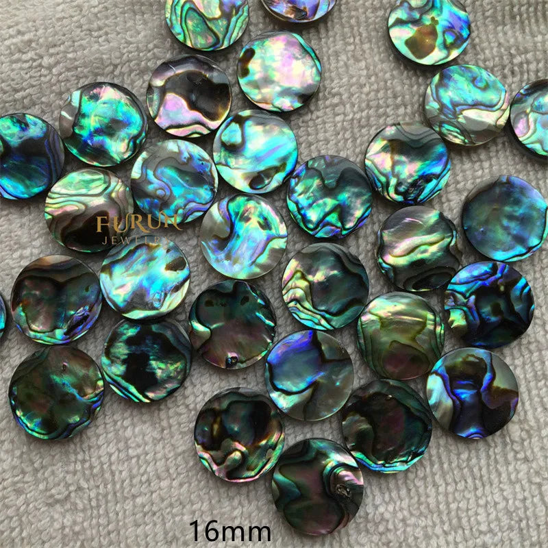 Natural Abalone Shell Round Cabochon double Flat Blue Green Shell Disc Coin Cab no hole for Jewelry making and Decoration