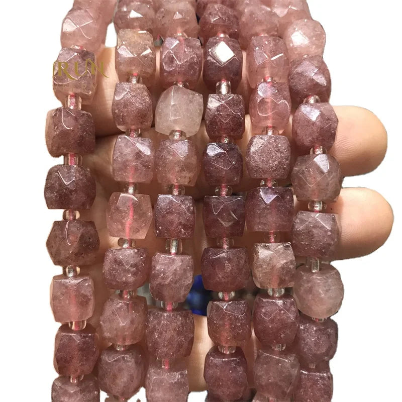 8mm 10mm Cube Strawberry Quartz Beads Genuine Natural Loose Faceted Dice Square Healing Gemstone Beads for Jewelry Making