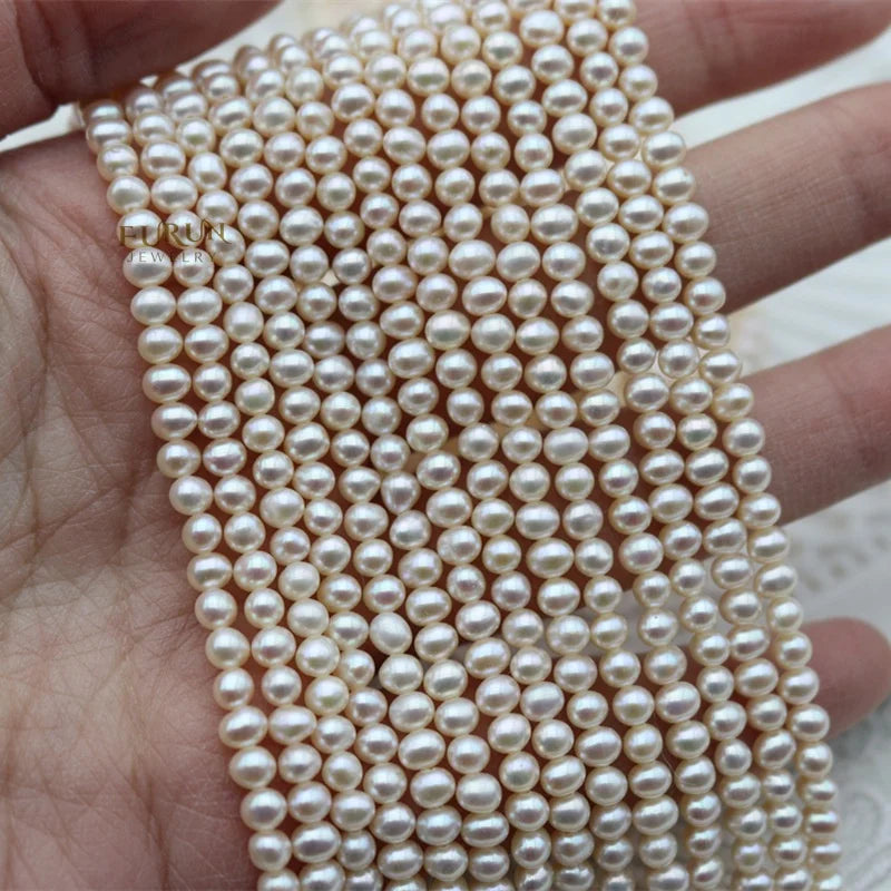 3-6mm Near Round Baby Pearl Beads Good luster White Natural Freshwater Pearl Smooth Beads high quality for jewelry making