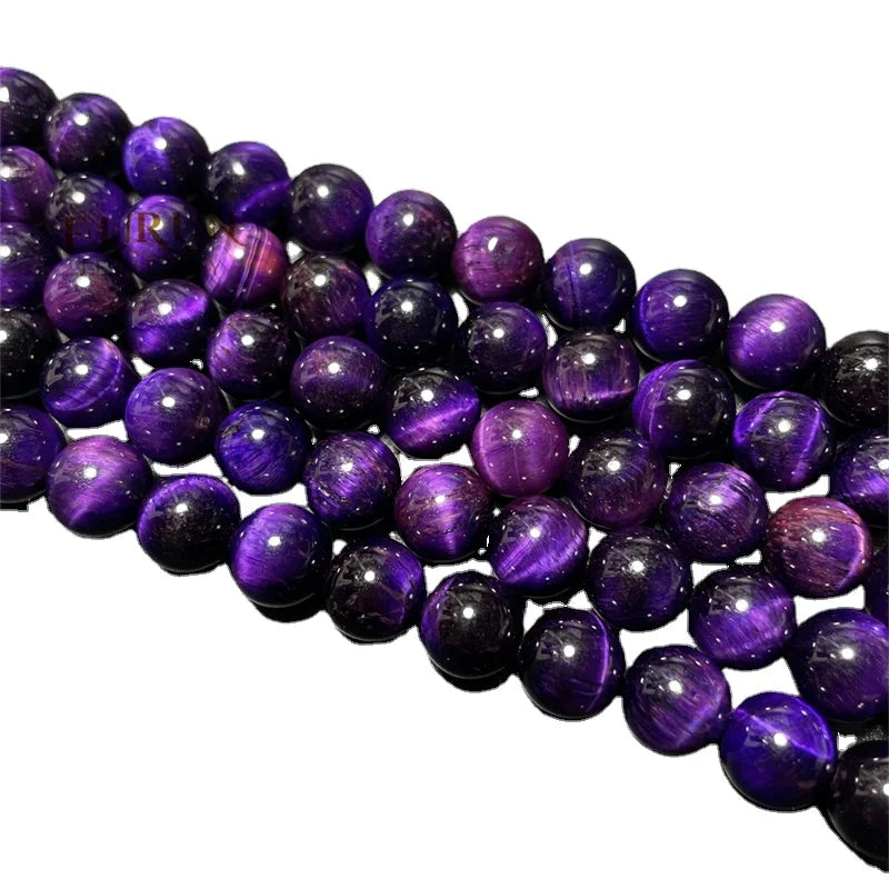 Natural Purple Tiger Eye Smooth Round Beads 4mm 6mm 8mm 10mm 12mm Colorful Tiger Eye Healing Gemstone Jewelry Loose Beads