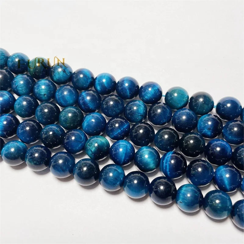 Natural Blue Tiger Eye Smooth Round Beads 4mm 6mm 8mm 10mm 12mm  Healing Gemstone Apatite Color Tiger Eye Beads Jewelry Making