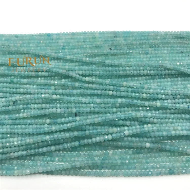 Amazonite Saucer Beads 3x2mm Faceted  Tyre Wheel Spacer Abacus Beads Dye Blue Semiprecious stone roundel Beads for Jewelry ma