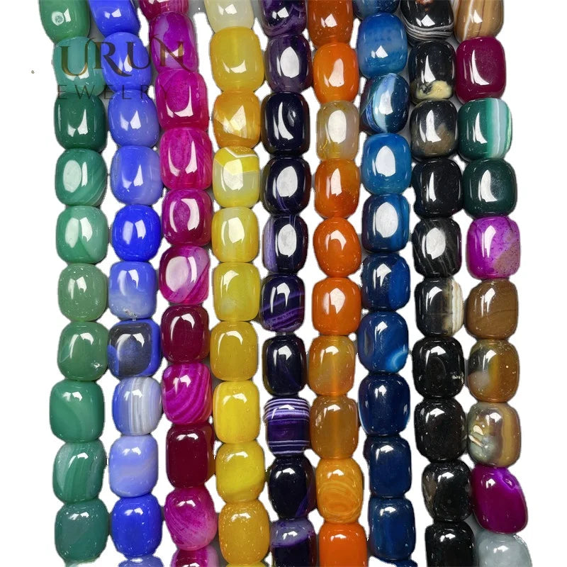 Factory Wholesale semiprecious stone colorful agate  tumbled rectangular bead 15x19mm nugget beads for necklace jewelry make