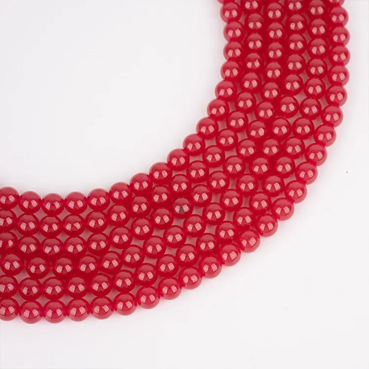 Wholesale Lab Created Ruby Round  Beads Loose Gemstone Strand Smooth Red Ruby Stone Beads For Jewelry Making