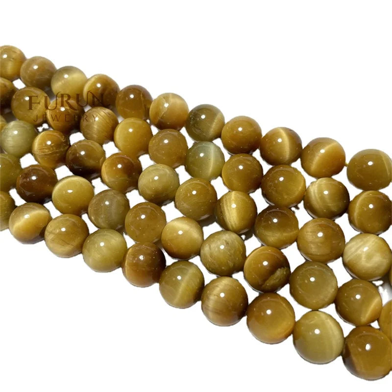 Natural Gold Tiger Eye Smooth Round Beads 4mm 6mm 8mm 10mm 12mm Colorful Tiger Eye Healing Gemstone Jewelry Making Loose Beads