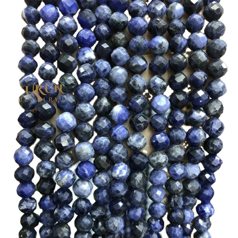 Natural sodalite Faceted Round Gemstone Beads 6MM 8MM  Loose Beads for Jewelry making Beads Supplier