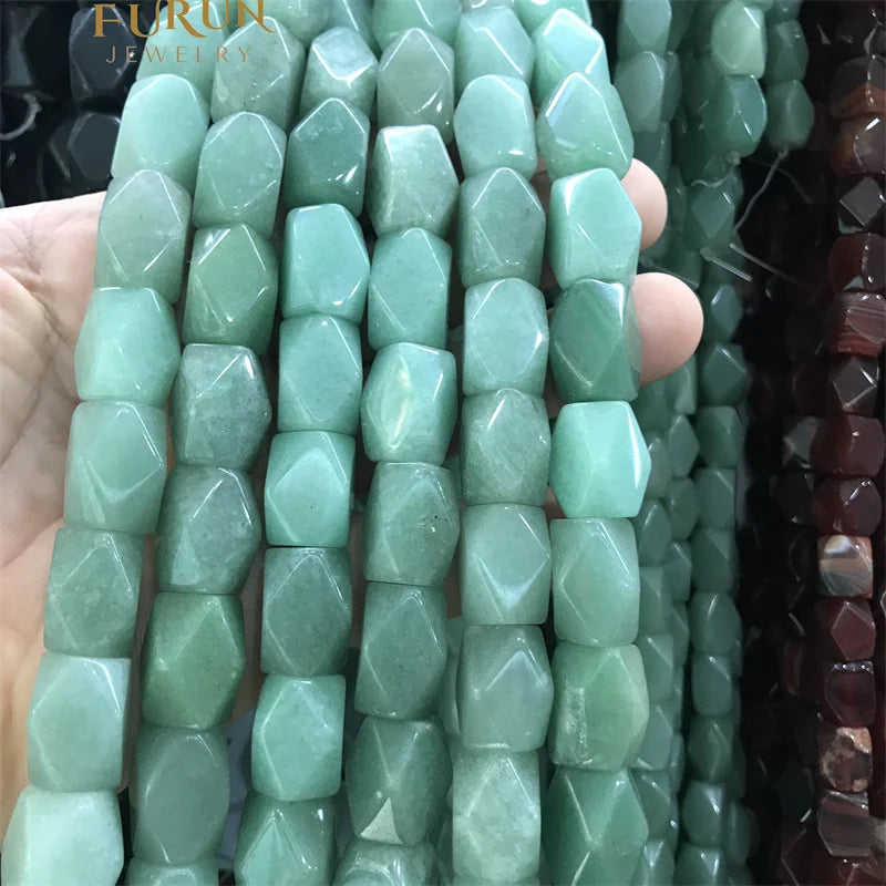 12x20mm Natural Gemstone faceted Nugget  Rectangle green aventurine Shape Beads Loose Stone cube irregular beads Bracelet