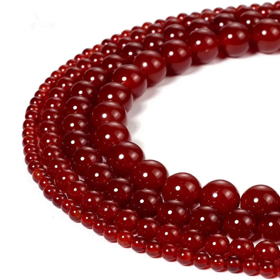 Red Agate Beads Loose Gemstone Round Agate Onyx Stone Beads Carnelian  Bracelet Bead For Jewelry Making