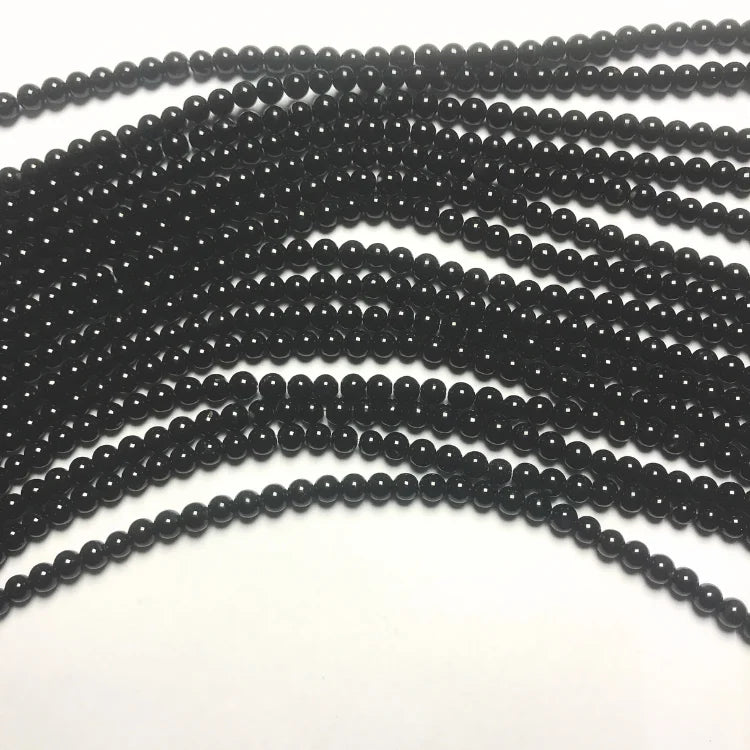 natural black agate smooth round loose beads for Jewelry Making Bracelet Necklace