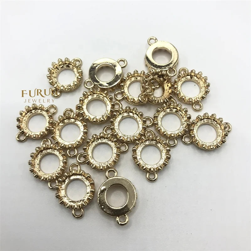 Brass raw pendant Settings Blank Bezel Base Fit 8mm Glass Gemstone Cabochons Buttons DIY Jewelry Accessories