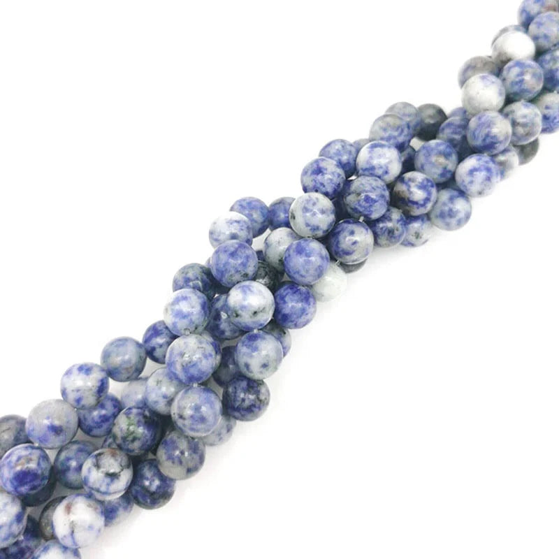 Natural Blue Dalmatian Jasper Beads and  Blue Spot Loose Stone Beads for diy Jewelry Making Round