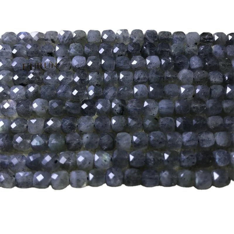 4-5mm Natural Cube Square Beads Faceted square cube Beads labradorite  and spectrolite Stone Beads for Jewelry Making