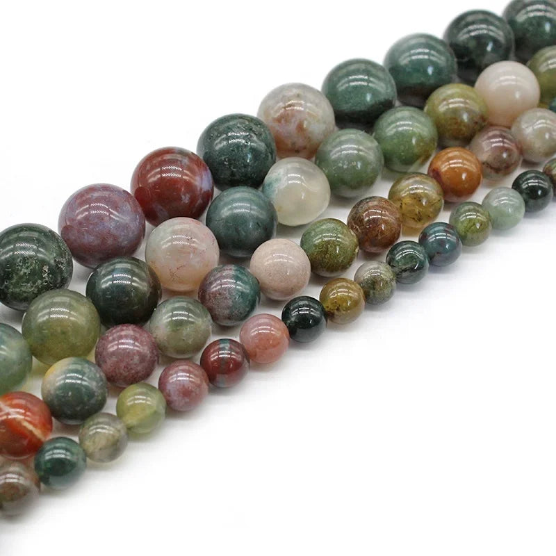 NATURAL INDIAN AGATE ROUND LOOSE STONE BEADS DIY JEWELRY MAKING