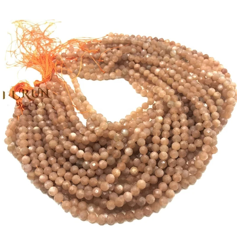 Natural sunstone Faceted Round Gemstone Beads 6MM 8MM  Loose Beads for Jewelry making Beads Supplier