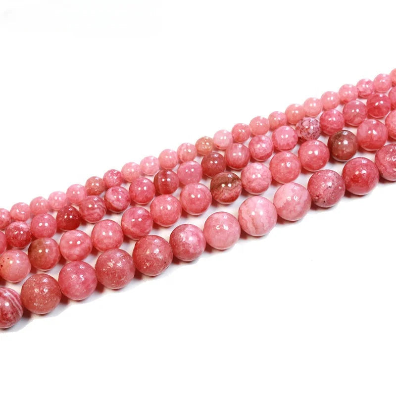 Natural Argentine Rhodochrosite Gemstone Round Loose Beads Natural Crystal Beads Stone Energy Healing for Jewelry Making