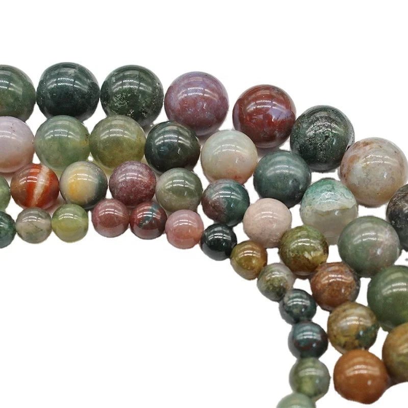 NATURAL INDIAN AGATE ROUND LOOSE STONE BEADS DIY JEWELRY MAKING