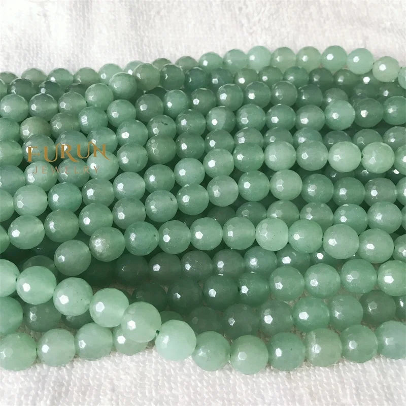 Natural Green Aventurine Faceted Round Beads 6MM 8MM Gemstone  Loose Beads for Jewelry making Beads Supplier