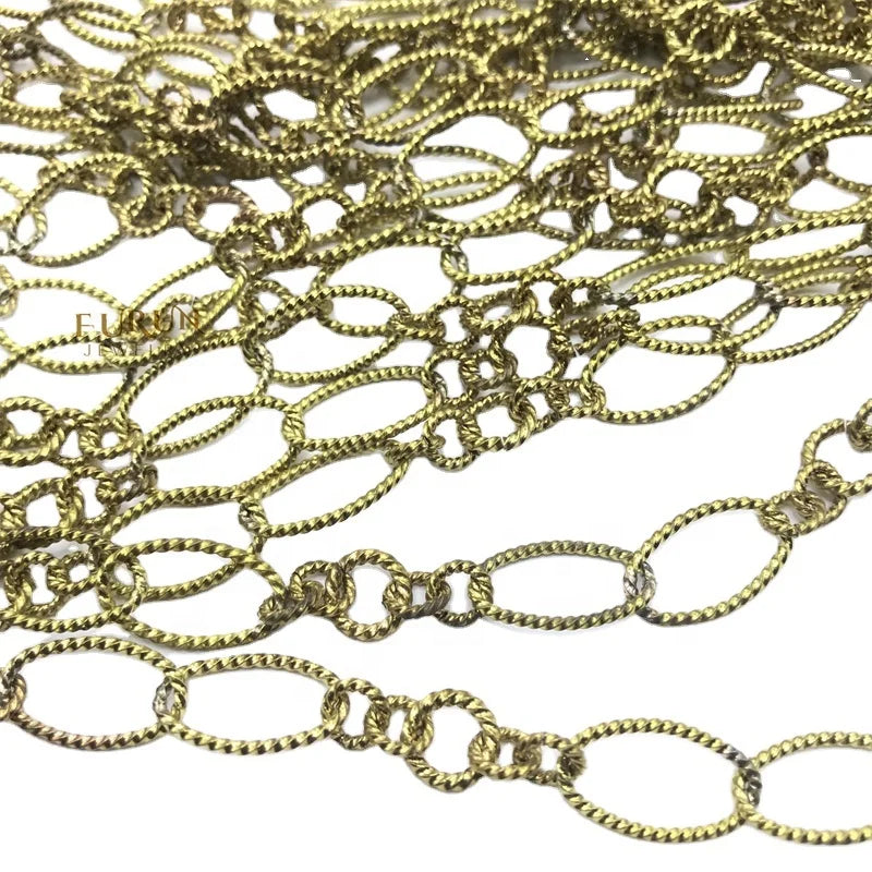 Pattern Oval Link brass Chain Raw Copper Chain  for jewelry Supply making necklaces and bracelets fashion high-end luxury