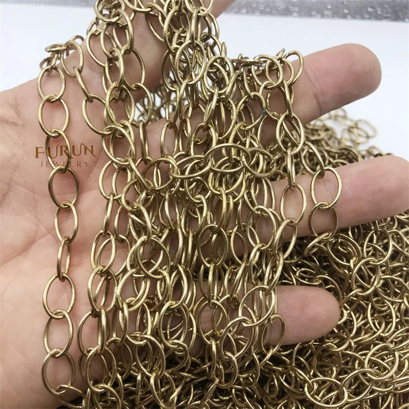 Cuban Oval Link brass Chain Raw Copper Chain  for jewelry Supply making necklaces and bracelets fashion high-end luxury