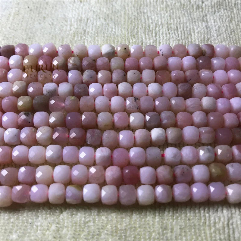 4-5mm Natural Cube Square Beads Faceted Beads rose quartz and rose crystal Stone Beads for Jewelry Making