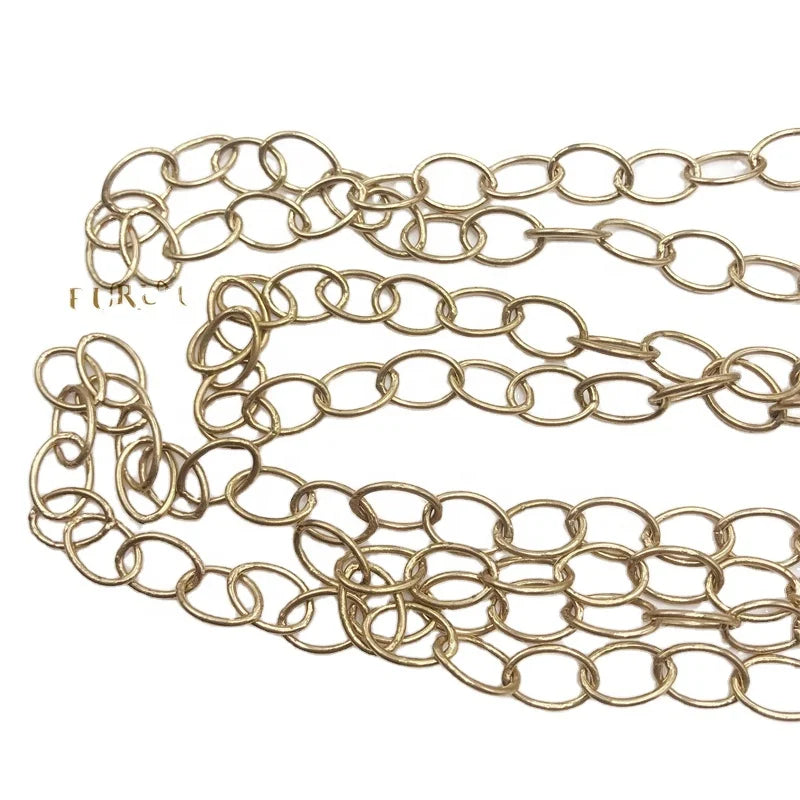 Cuban Oval Link brass Chain Raw Copper Chain  for jewelry Supply making necklaces and bracelets fashion high-end luxury