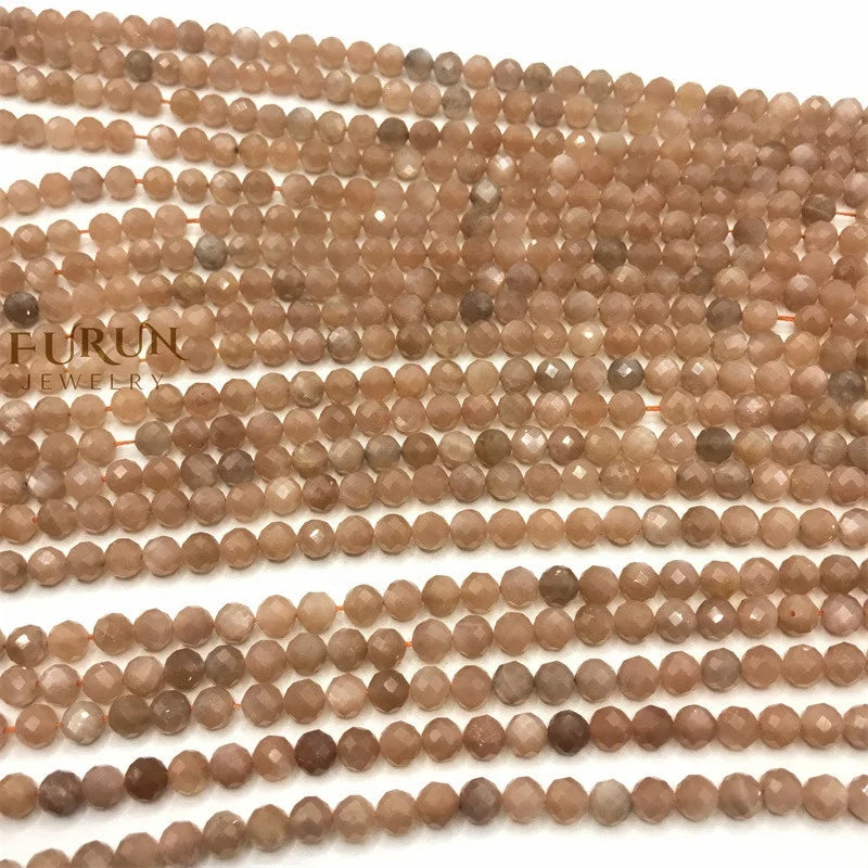 Natural sunstone Faceted Round Gemstone Beads 6MM 8MM  Loose Beads for Jewelry making Beads Supplier